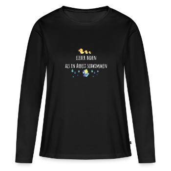 Mieux vaut se baigner que nager dans le travail, le travail, le canard - T-shirt manches longues Premium bio Femme - noir - Devant - Julia (174cm)