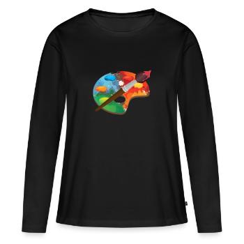 Künstlerfarbe Palette Kunsthandwerk Maler Geschenk - Frauen Premium Bio Langarmshirt - Schwarz - Vorne - Julia (174cm)