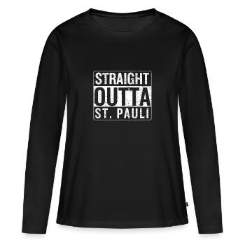 Straight Outta Hamburg St. Pauli Geschenk hip hop - Frauen Premium Bio Langarmshirt - Schwarz - Vorne - Julia (174cm)