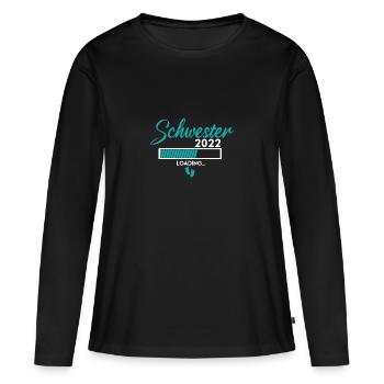Ich werde Schwester 2022 / Werdende Schwester 2022 - Frauen Premium Bio Langarmshirt - Schwarz - Vorne - Julia (174cm)