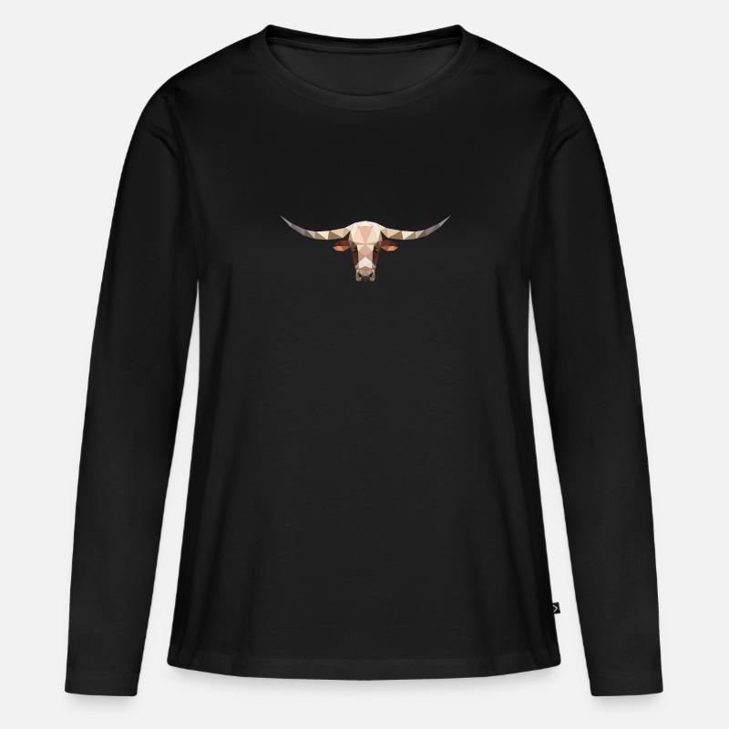Texas Longhorn - Frauen Premium Bio Langarmshirt - Schwarz
