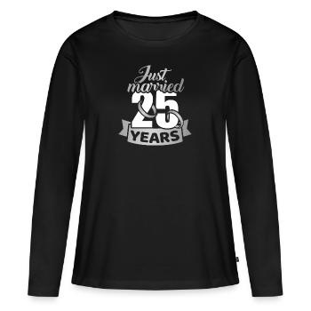 Anniversaire de mariage en argent - T-shirt manches longues Premium bio Femme - noir - Devant - Julia (174cm)