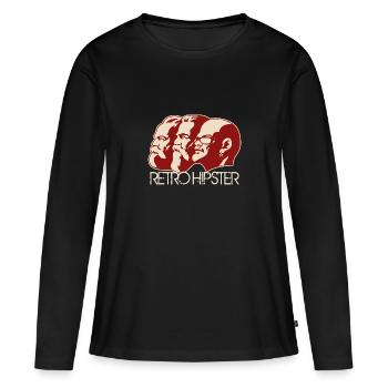 RetroHipster (Édition Marx-Engels-Lénine) - T-shirt manches longues Premium bio Femme - noir - Devant - Julia (174cm)