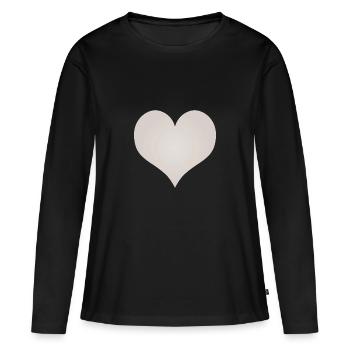 Coeur brun clair - T-shirt manches longues Premium bio Femme - noir - Devant - Julia (174cm)