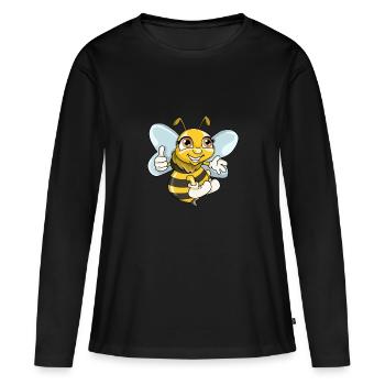 Bande dessinée mignonne illustration de guêpe abeille - T-shirt manches longues Premium bio Femme - noir - Devant - Julia (174cm)