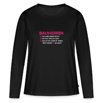 Bauherrin - Frauen Premium Bio Langarmshirt - Schwarz - Vorne - Julia (174cm)