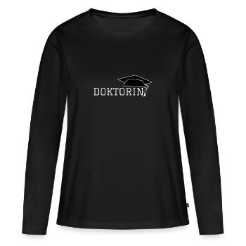 Doktorin Doktorhut Examen Promotion Geschenk Uni - Frauen Premium Bio Langarmshirt - Schwarz - Vorne - Julia (174cm)