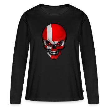 Totenkopf Daenemark - Frauen Premium Bio Langarmshirt - Schwarz - Vorne - Julia (174cm)