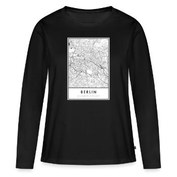 Carte de Berlin Carte de la ville Carte de la ville - T-shirt manches longues Premium bio Femme - noir - Devant - Julia (174cm)