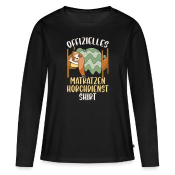 Offizielles Matratzenhorchdienstshirt Schlafanzug - Frauen Premium Bio Langarmshirt - Schwarz - Vorne - Julia (174cm)
