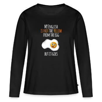 Mon anglais - T-shirt manches longues Premium bio Femme - noir - Devant - Julia (174cm)