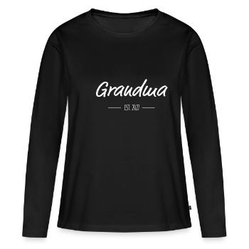 Grandma Est. 2027 – Stolze Oma seit 2027 - Frauen Premium Bio Langarmshirt - Schwarz - Vorne - Julia (174cm)