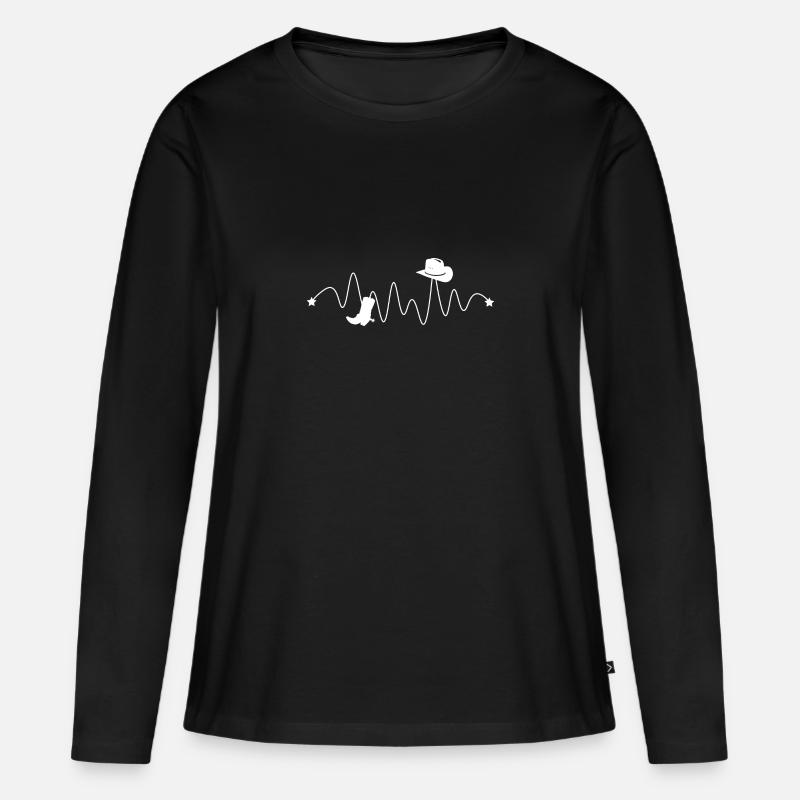 Linedance Herzschlag - Frauen Premium Bio Langarmshirt - Schwarz