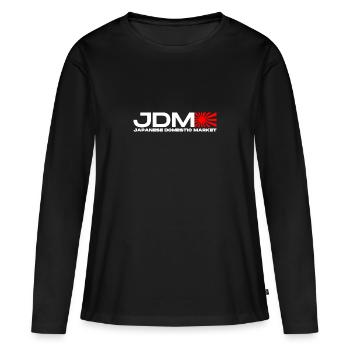 MARCHÉ INTÉRIEUR JAPONAIS - T-shirt manches longues Premium bio Femme - noir - Devant - Julia (174cm)