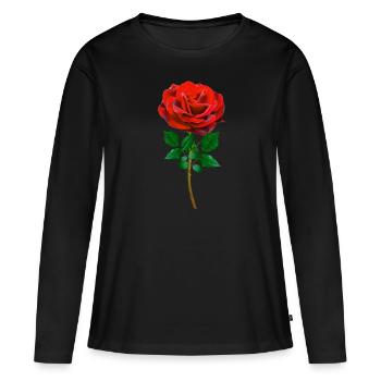 Rose - Rose Rouge - T-shirt manches longues Premium bio Femme - noir - Devant - Julia (174cm)