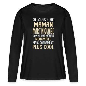 Maman Martiniquaise comme maman normale plus cool - T-shirt manches longues Premium bio Femme - noir - Devant - Julia (174cm)