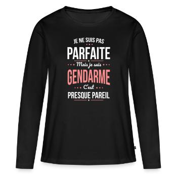 Je ne suis pas parfaite mais je suis gendarme - T-shirt manches longues Premium bio Femme - noir - Devant - Julia (174cm)