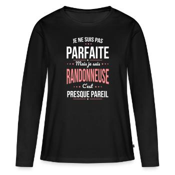 Je ne suis pas parfaite mais je suis randonneuse - T-shirt manches longues Premium bio Femme - noir - Devant - Julia (174cm)