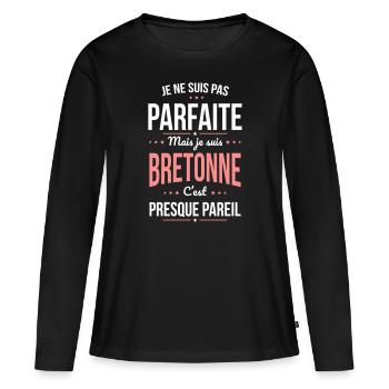 Je ne suis pas parfaite mais je suis Bretonne - T-shirt manches longues Premium bio Femme - noir - Devant - Julia (174cm)