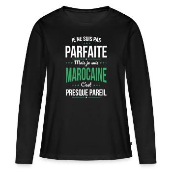 Je ne suis pas parfaite mais je suis Marocaine - T-shirt manches longues Premium bio Femme - noir - Devant - Julia (174cm)