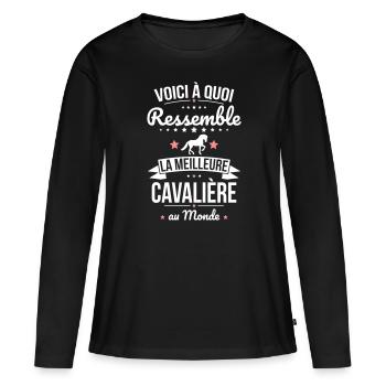 Voici à quoi ressemble la meilleure cavalière - T-shirt manches longues Premium bio Femme - noir - Devant - Julia (174cm)