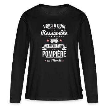 Voici à quoi ressemble la meilleure pompière - T-shirt manches longues Premium bio Femme - noir - Devant - Julia (174cm)