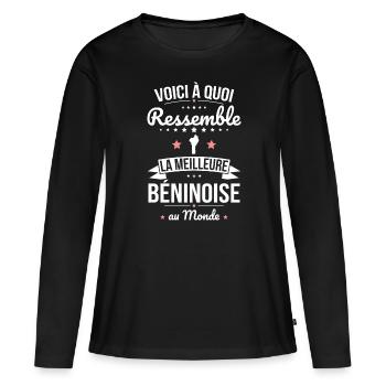 Voici à quoi ressemble la meilleure Béninoise - T-shirt manches longues Premium bio Femme - noir - Devant - Julia (174cm)