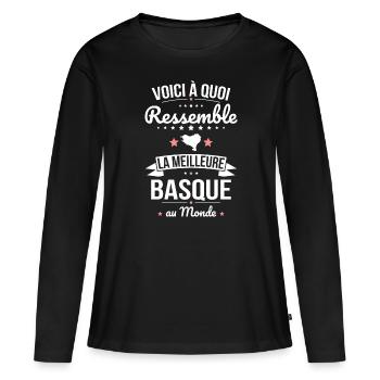 Voici à quoi ressemble la meilleure Basque - T-shirt manches longues Premium bio Femme - noir - Devant - Julia (174cm)