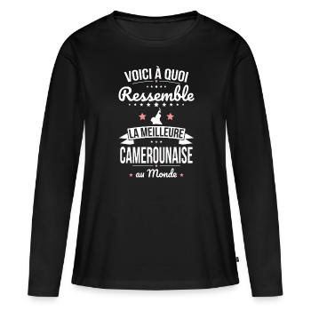 Voici à quoi ressemble la meilleure Camerounaise - T-shirt manches longues Premium bio Femme - noir - Devant - Julia (174cm)