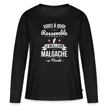 Voici à quoi ressemble la meilleure Malgache - T-shirt manches longues Premium bio Femme - noir - Devant - Julia (174cm)