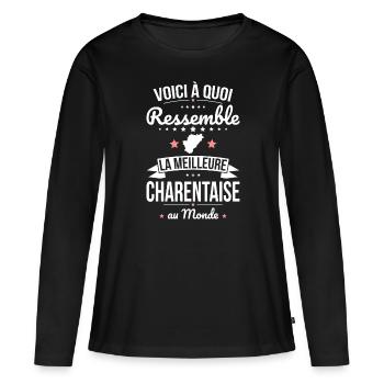 Voici à quoi ressemble la meilleure Charentaise - T-shirt manches longues Premium bio Femme - noir - Devant - Julia (174cm)