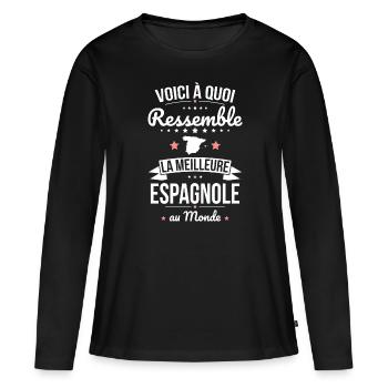 Voici à quoi ressemble la meilleure Espagnole - T-shirt manches longues Premium bio Femme - noir - Devant - Julia (174cm)