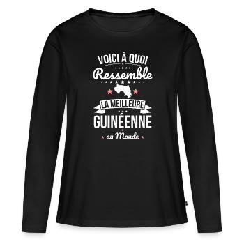 Voici à quoi ressemble la meilleure Guinéenne - T-shirt manches longues Premium bio Femme - noir - Devant - Julia (174cm)