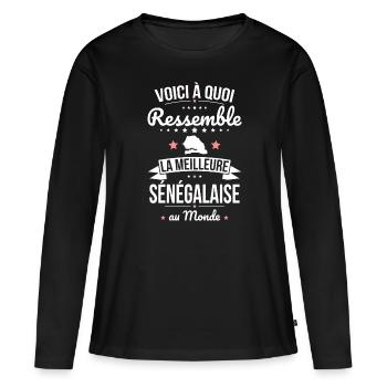 Voici à quoi ressemble la meilleure Sénégalaise - T-shirt manches longues Premium bio Femme - noir - Devant - Julia (174cm)