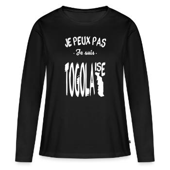 Je peux pas je suis Togolaise - T-shirt manches longues Premium bio Femme - noir - Devant - Julia (174cm)
