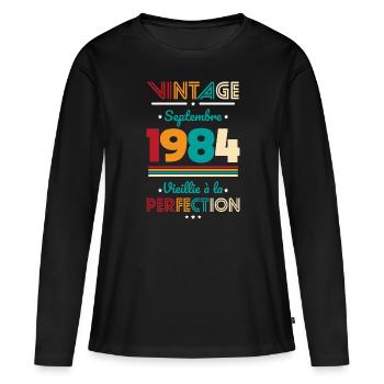 40 Years Anniversary - Vintage - September 1984 - Women's Premium Organic Long Sleeve Shirt - black - Front - Julia (174cm)