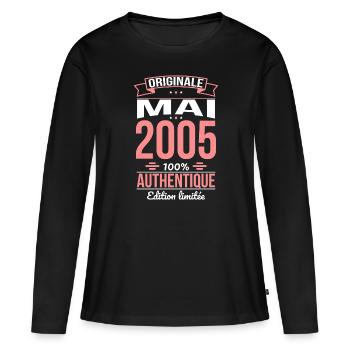 20th Anniversary - Original - May 2005 - Women's Premium Organic Long Sleeve Shirt - black - Front - Julia (174cm)