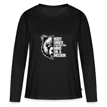 Corps en construction - L’ en mission - T-shirt manches longues Premium bio Femme - noir - Devant - Julia (174cm)
