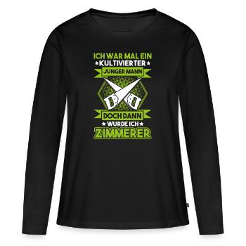 Zimmerer Zimmermann Zimmerei Kultiviert Geschenk - Frauen Premium Bio Langarmshirt - Schwarz - Vorne - Julia (174cm)