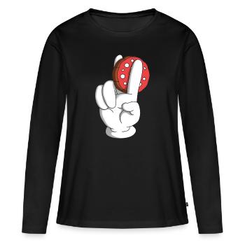 Salami souvent 2 doigts - T-shirt manches longues Premium bio Femme - noir - Devant - Julia (174cm)