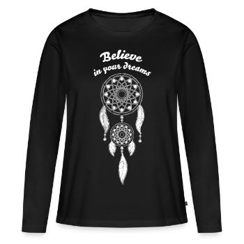 Traumfänger Dreamcatcher Indianer Träume Geschenk - Frauen Premium Bio Langarmshirt - Schwarz - Vorne - Julia (174cm)