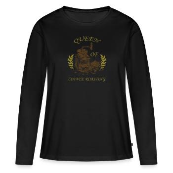 Kaffee Rösten Geschenk Idee - Frauen Premium Bio Langarmshirt - Schwarz - Vorne - Julia (174cm)