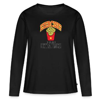 Pommes - Frauen Premium Bio Langarmshirt - Schwarz - Vorne - Julia (174cm)