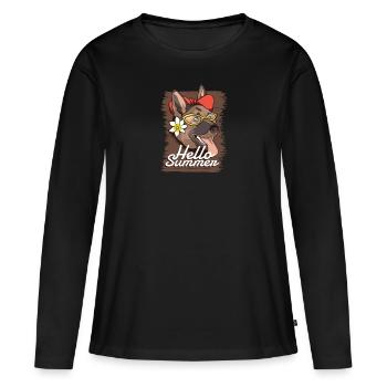 Bonjour chien d'été, Bonjour chien d'été, propriétaire de chien - T-shirt manches longues Premium bio Femme - noir - Devant - Julia (174cm)