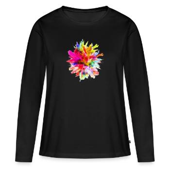 Tache d'aquarelle - T-shirt manches longues Premium bio Femme - noir - Devant - Julia (174cm)