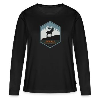 Denali National Park - Alaska - T-shirt manches longues Premium bio Femme - noir - Devant - Julia (174cm)
