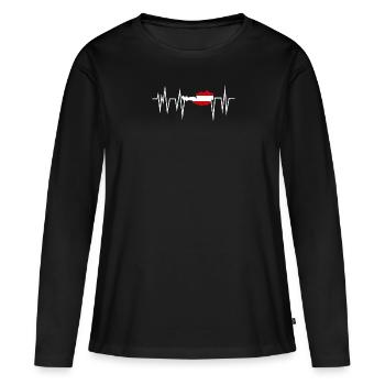 T-shirt de battement de coeur Autriche I Autriche Heimat - T-shirt manches longues Premium bio Femme - noir - Devant - Julia (174cm)