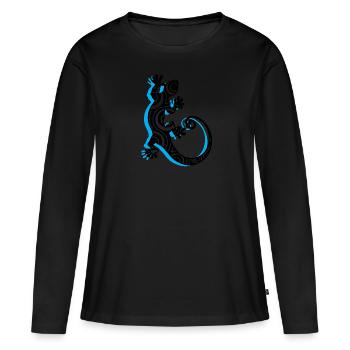 Lézard Gecko Tattoo Logo mer du Sud - T-shirt manches longues Premium bio Femme - noir - Devant - Julia (174cm)