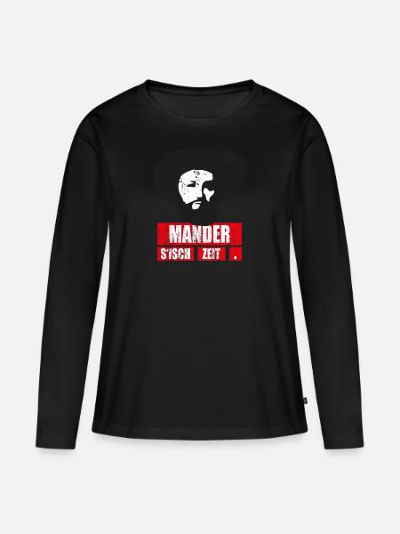 Andreas Hofer Mander s'isch Zeit Dialekt Shirt - Frauen Premium Bio Langarmshirt - Schwarz