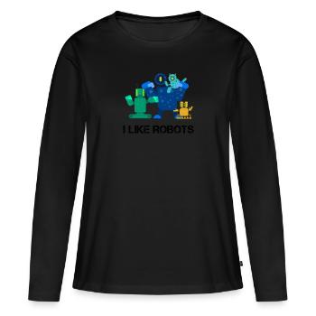 Robots - Frauen Premium Bio Langarmshirt - Schwarz - Vorne - Julia (174cm)